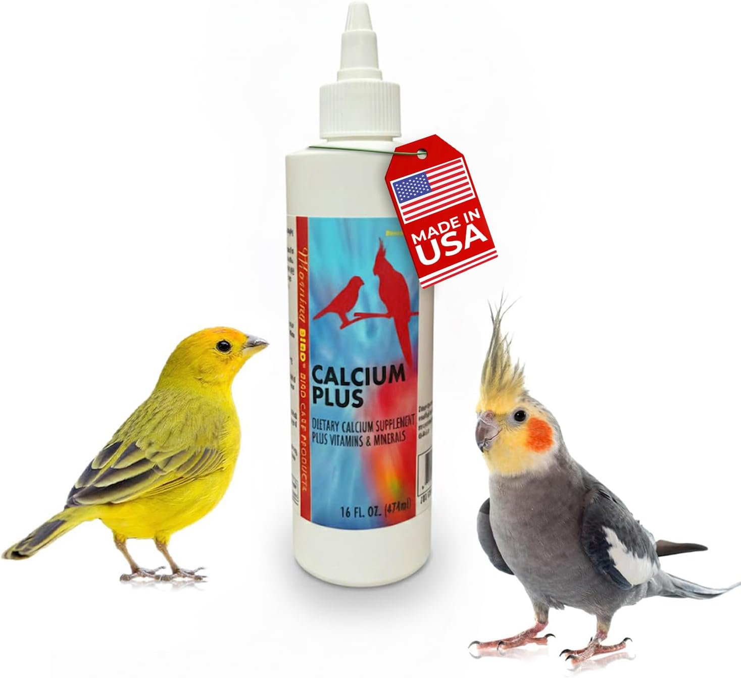 Calcium Plus Liquid for Birds – Calcium Supplement with Vitamins and Minerals for Strong Eggshells, Healthy Bones - Support Growth, Breeding, and Wellness for All Birds 4 Fl Oz | Calcium Supplement - Supports Healthy Growth, Bone Strength, Breeding, Brai…