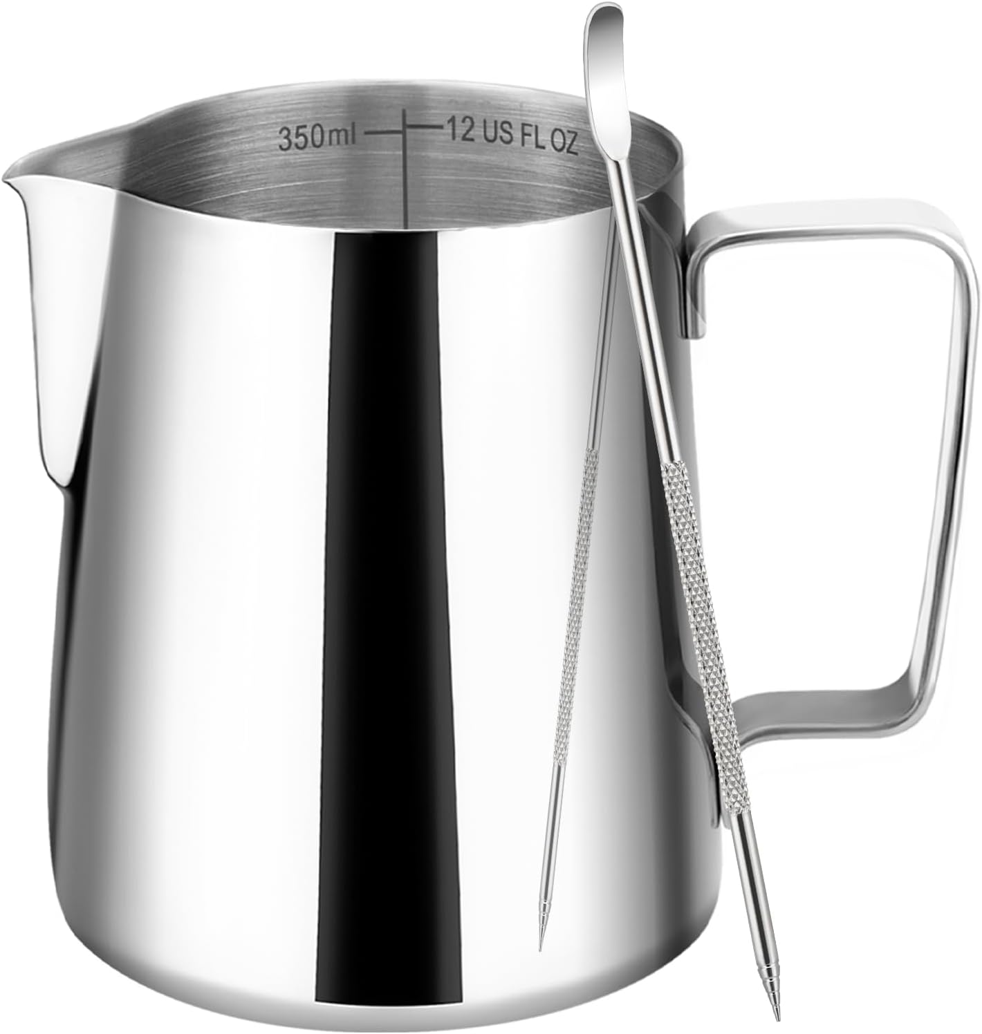 Amrules Milk Frothing Pitcher, 12oz Milk Frother Cup with Clear Scale