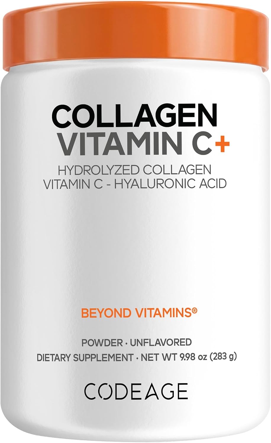 Codeage Collagen Peptides Powder, Vitamin C, Hyaluronic Acid, 10 oz