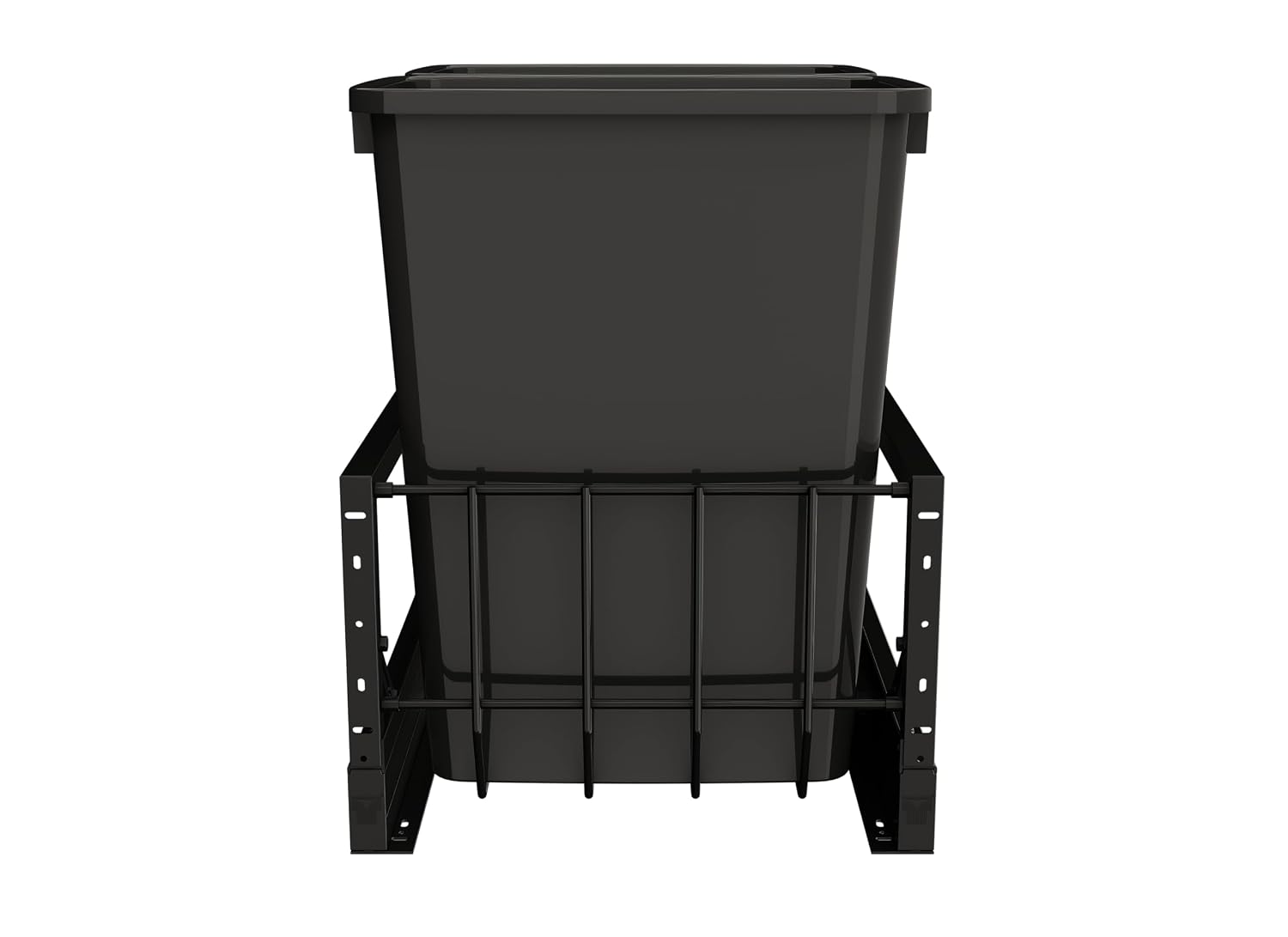 Rev-A-Shelf 35 Qt Aluminum Bottom Mount Double Pullout Waste Container w/Soft-Close for Base Kitchen Cabinets, Min. 15" Opening Width, Silver & White, 5349-15DM18-2