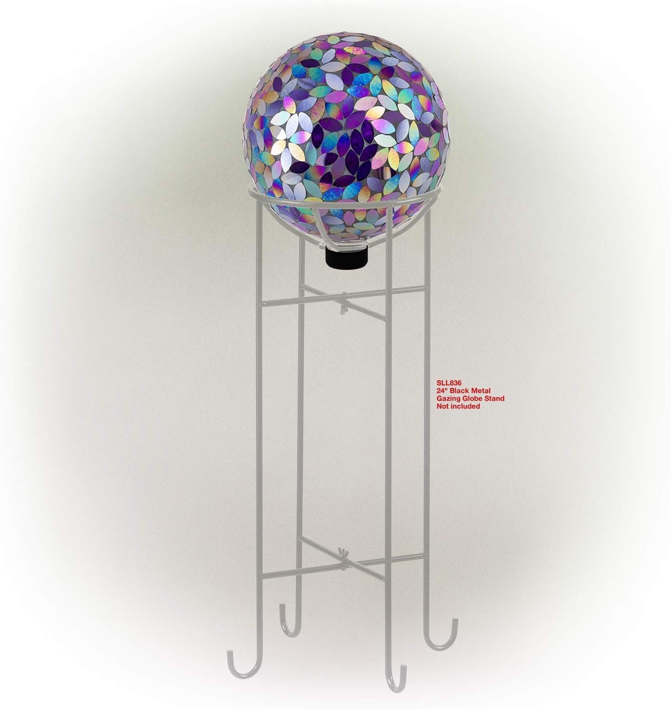 Alpine Corporation 10" Diameter Indoor/Outdoor Glass Mosaic Gazing Globe Yard Decoration, Purple Pearlized Petals Design