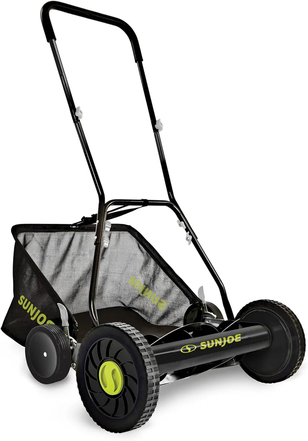Sun Joe Manual Push Reel Lawn Mower with 6.6-Gal Grass Catcher, 16-Inch Cutting Width - Heavy-Duty Yard Trimmer Machine for Gardening Care and Maintenance, MJ500M