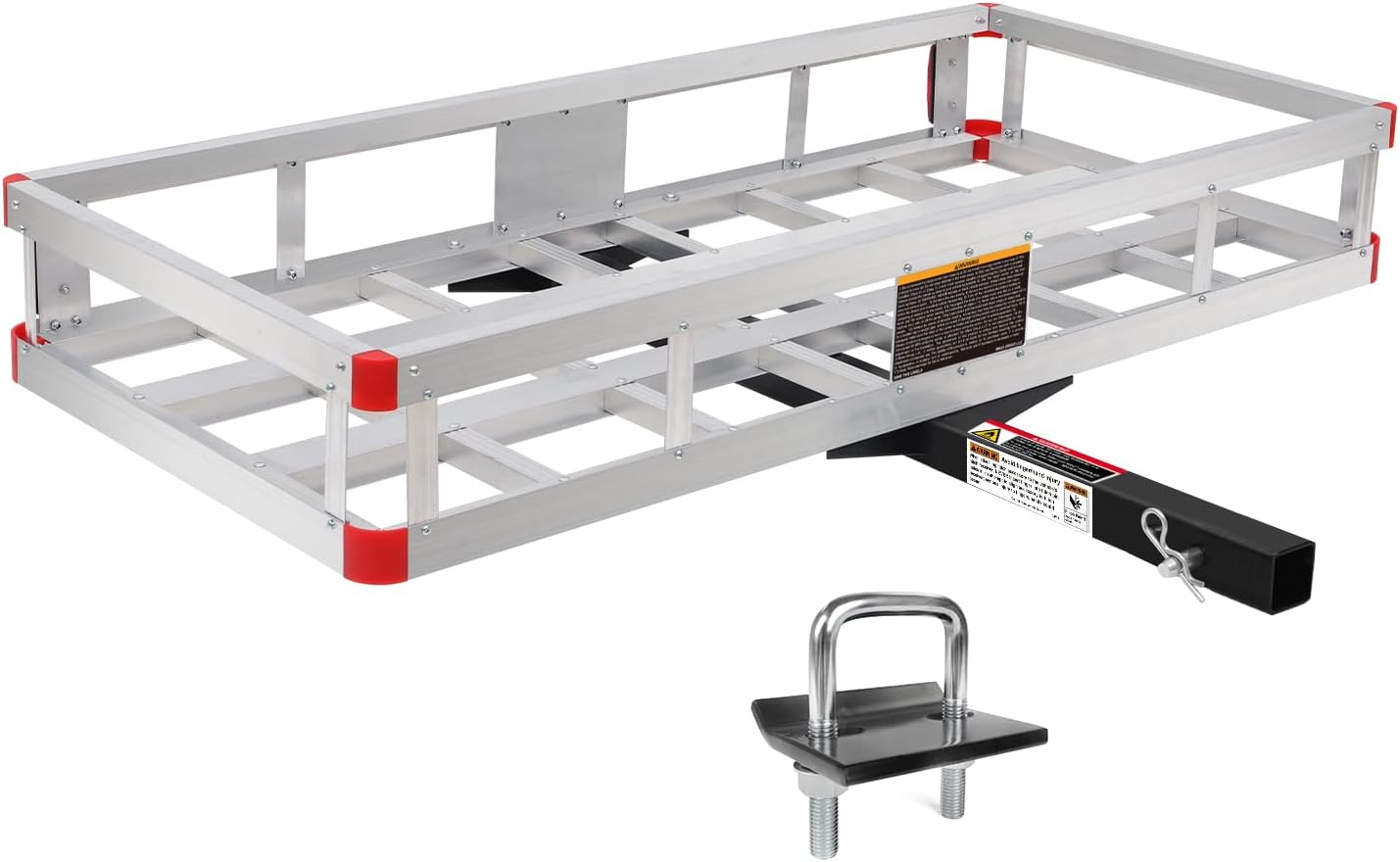 MaxxHaul 70108 Aluminum Cargo Carrier With High Side Rails- Trailer Hitch Mount For RV's, Trucks, SUV's, Vans, Cars With 2" Hitch Receiver - 500-lb Load Capacity, Grey, 49" x 22.5"
