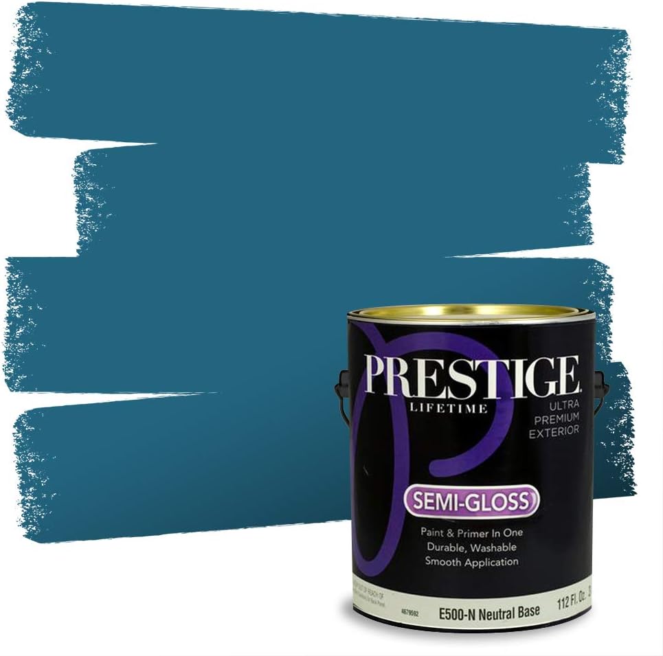 Prestige Paints E400-P-SW6506 Exterior Paint and Primer in One, 1-Gallon, Satin, Comparable Match of Sherwin Williams Vast, 1 Gallon, SW45-Vast Sky