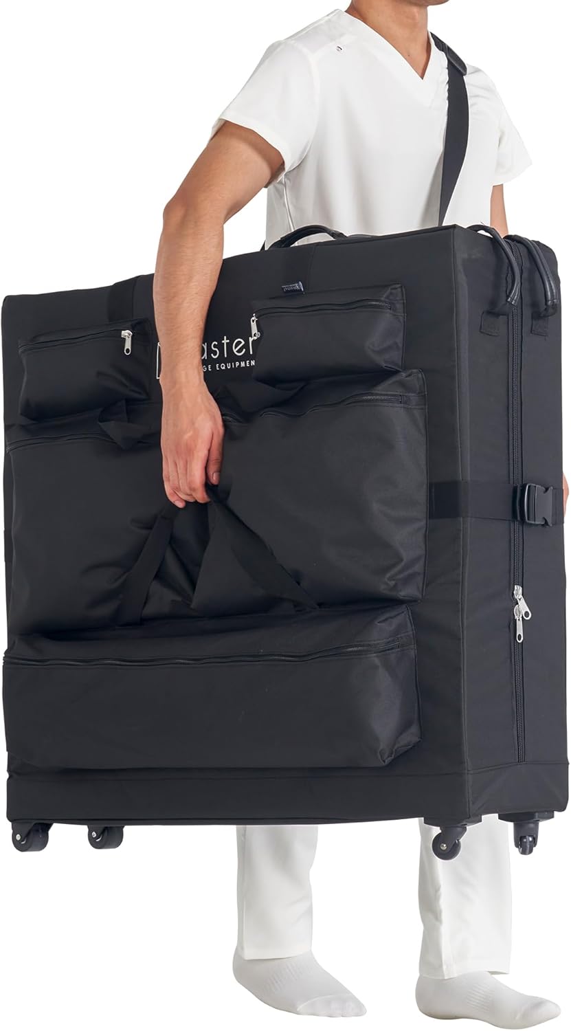 Master Massage Luggage Style Wheeled Massage Table Carrying Case 27” to 32” Width Folding Massage Table- Black
