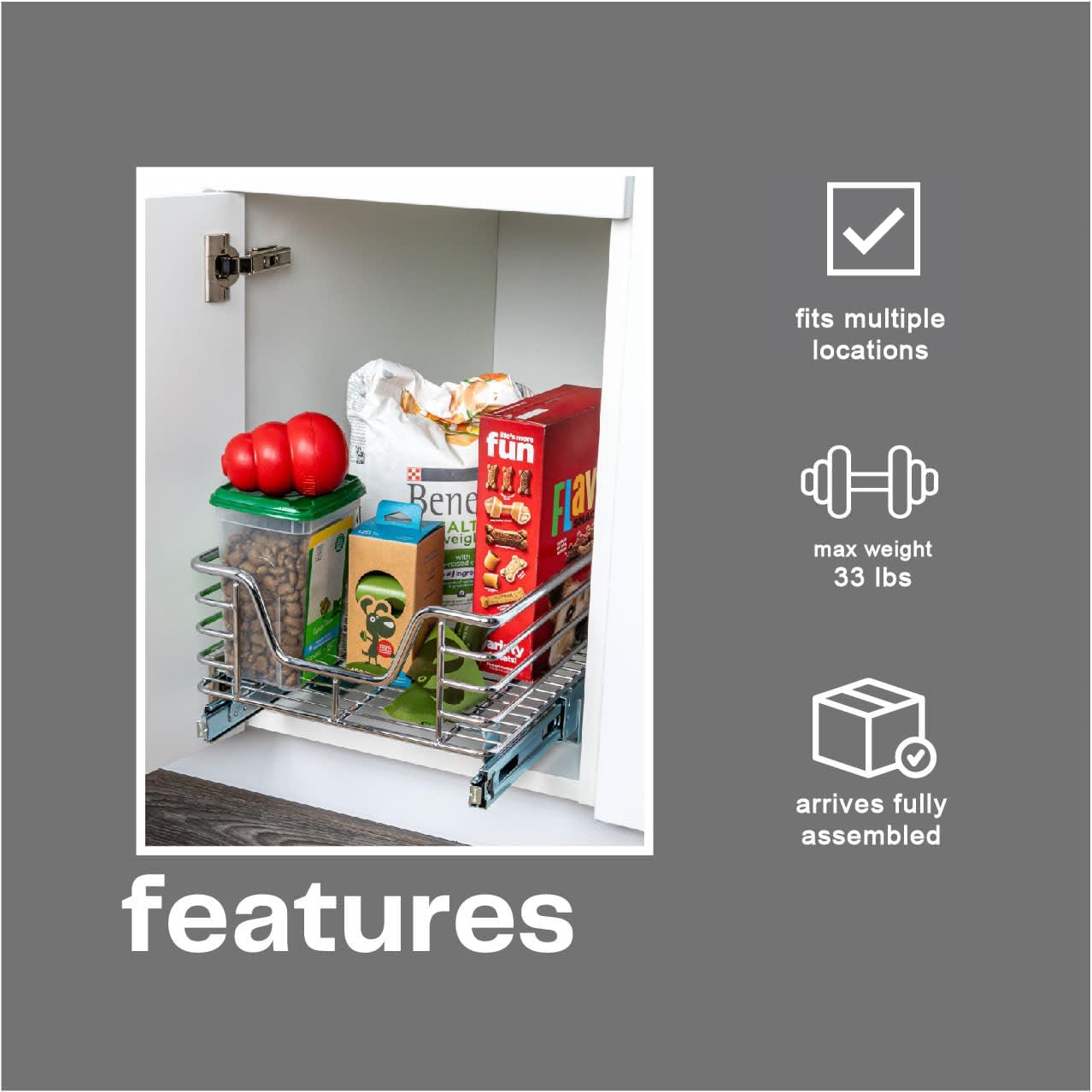 Household Essentials Glidez 2‑Tier Multipurpose Chrome‑Plated Steel Pull‑Out/Slide‑Out Under Cabinet Organizer, Chrome Finish