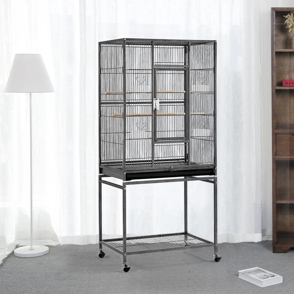Yaheetech Wrought Iron Extra Large Bird Parakeet Cage with Detachable Stand for Cockatiel Sun Green Cheek Conure Lovebird Budgie Finch Canary Bird