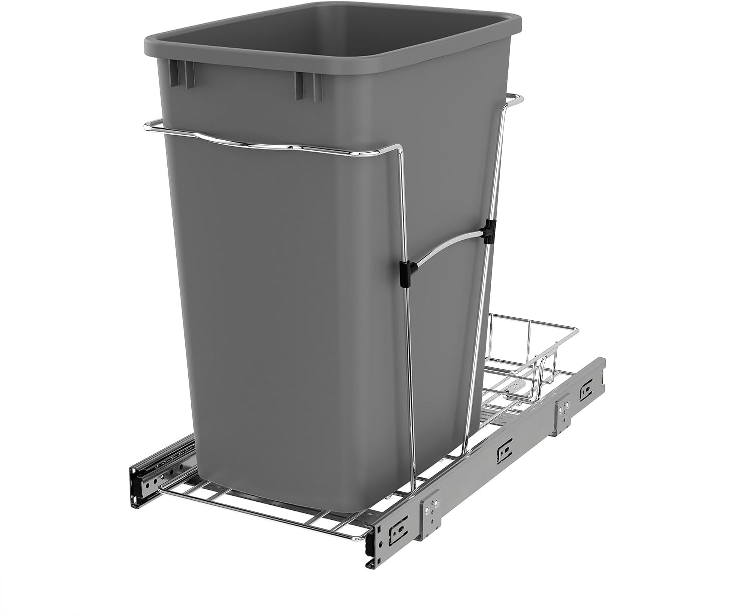Rev-A-Shelf Pullout Trash Can for Kitchen Cabinets, Black Waste Bin, 35 Qt | Large Capacity Garbage/ Recycling Waste Container, Heavy Gauge Metal Wire Construction w/Full Extension Slides, RV-12KD-18C S