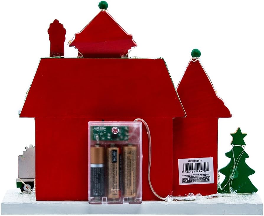 Kurt Adler C6879 9.75" Battery-Operated North Pole Train Station Building