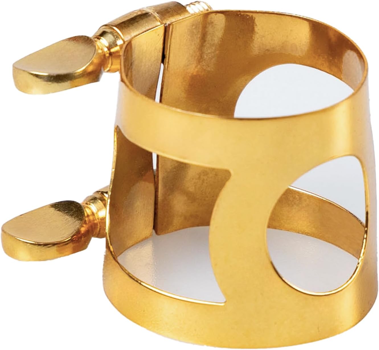 Gold Plated Brass Saxophone Ligature for Alto Tenor Sax, Adjustable Double-Screw Mouthpiece Ligature