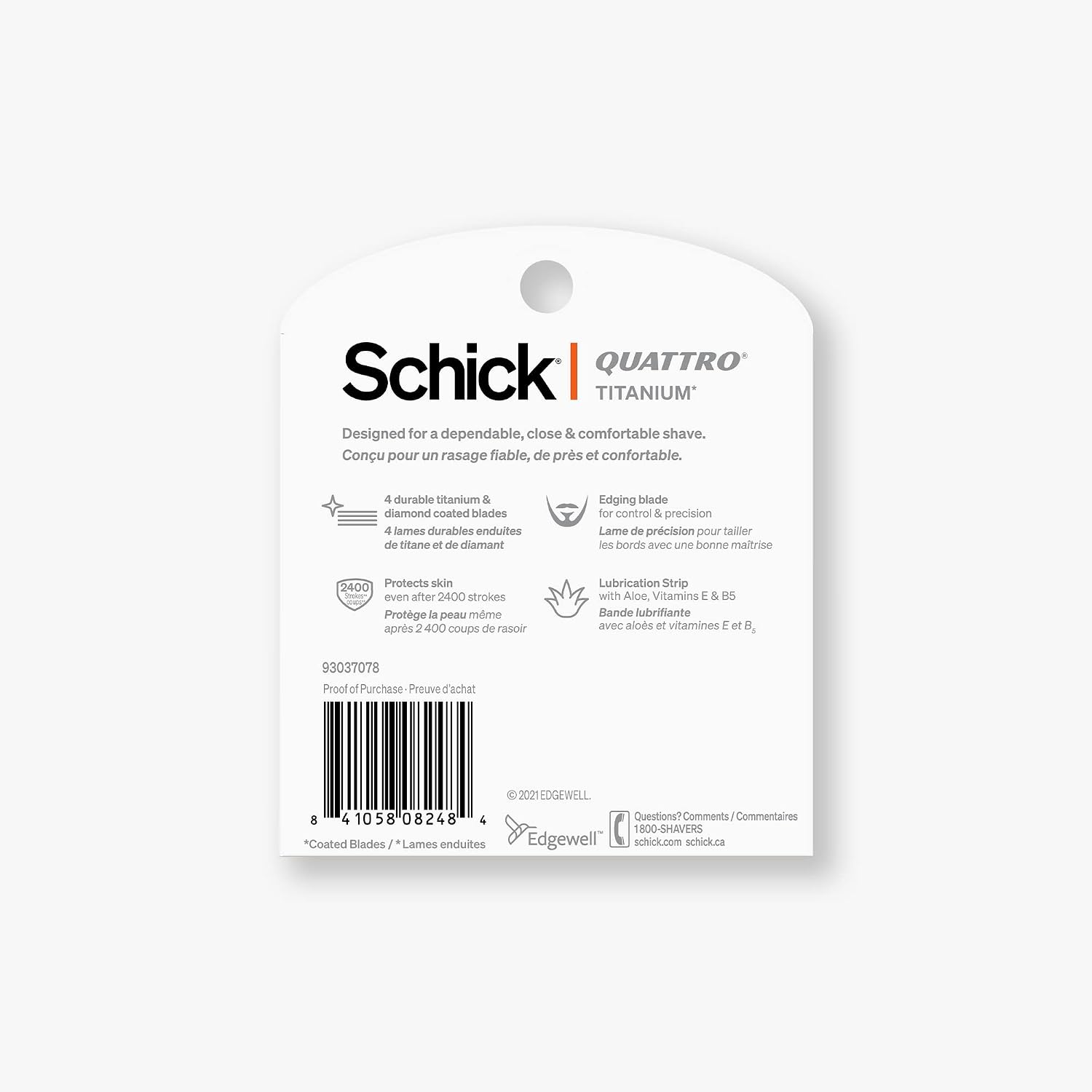 Schick Quattro Titanium Refills — Schick Quattro Refills, Men’s Razor Refills, 6 Count