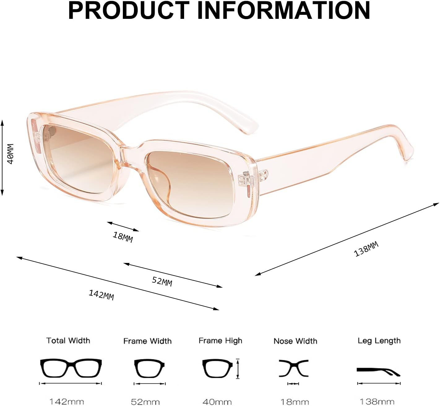BUTABY Rectangle Sunglasses for Women Retro Driving Glasses 90’s Vintage Fashion Narrow Square Frame UV400 Protection