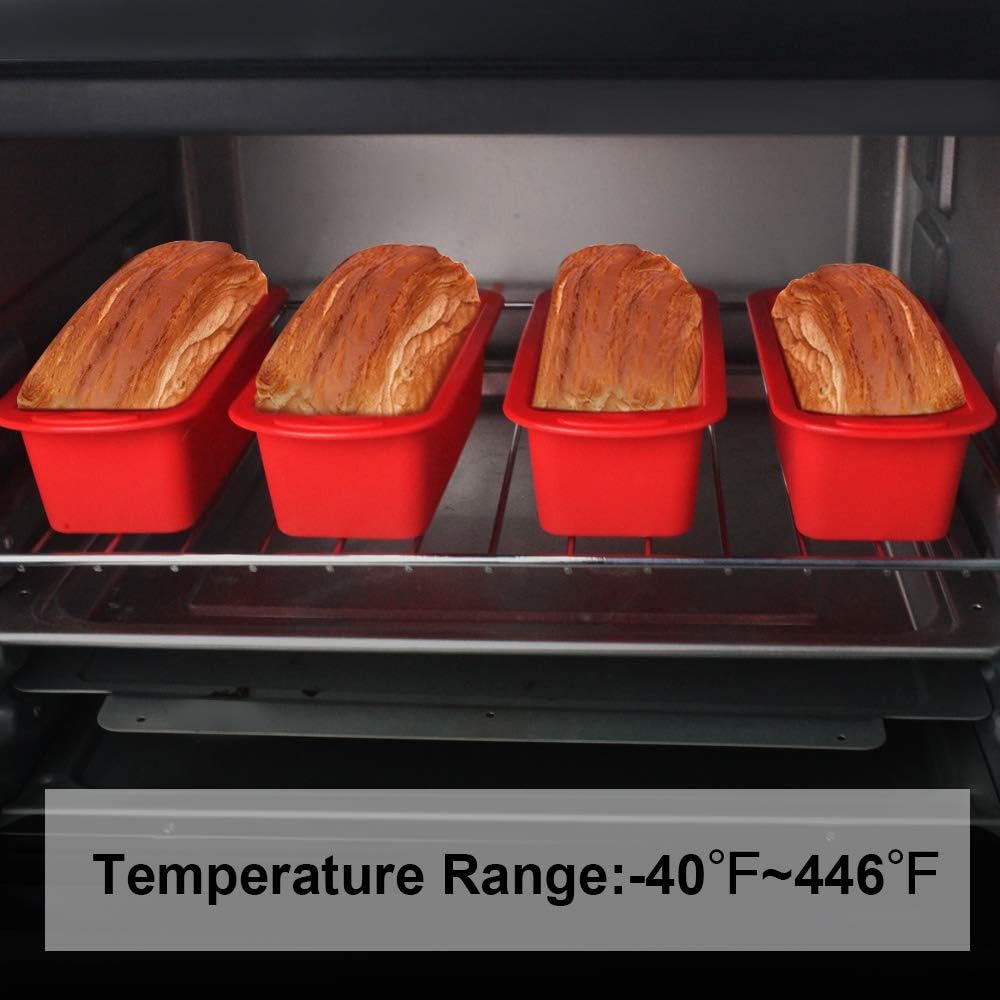 4 Pack Mini Loaf Pans,Nonstick Silicone Bread Loaf Pans