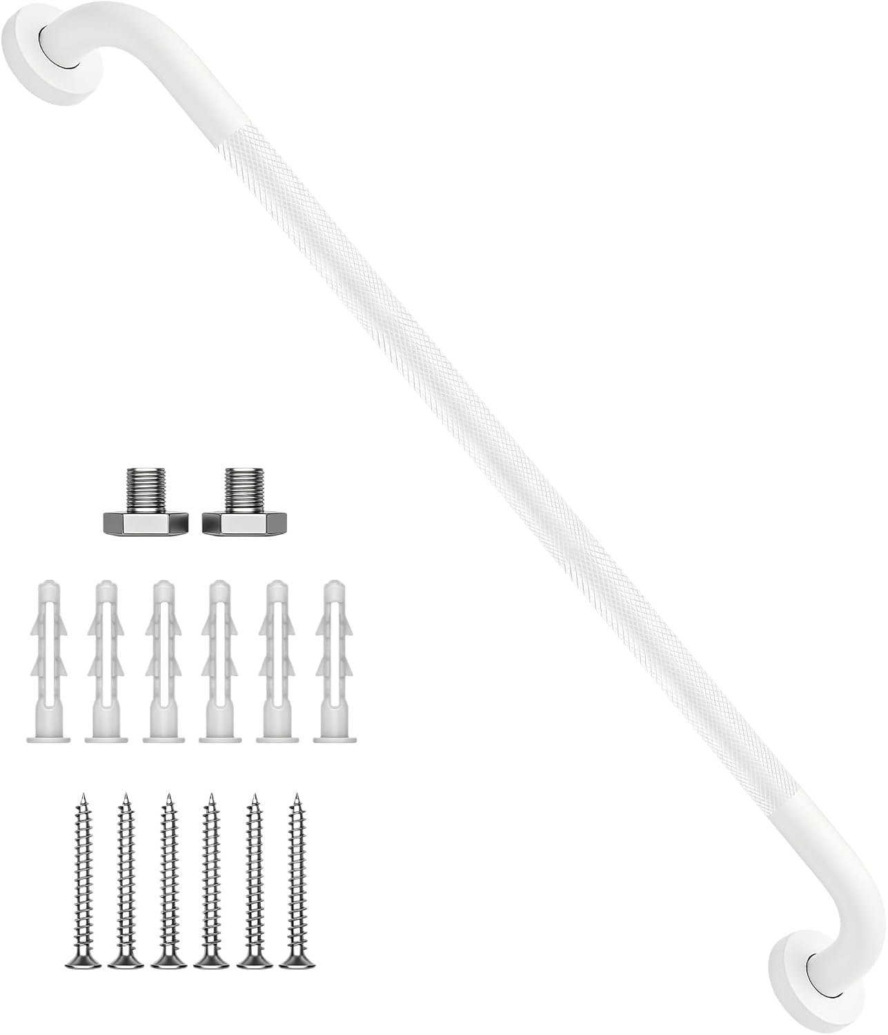 12 Inch Shower Grab Bar 1.25" Dia,Brushed Nickel Anti Slip Bathroom Grab Bar, 304 Stainless Steel Knurled Handicap Grab Bars, Safety Support Handrail,Bath Shower Handle for Elderly Injury Senior