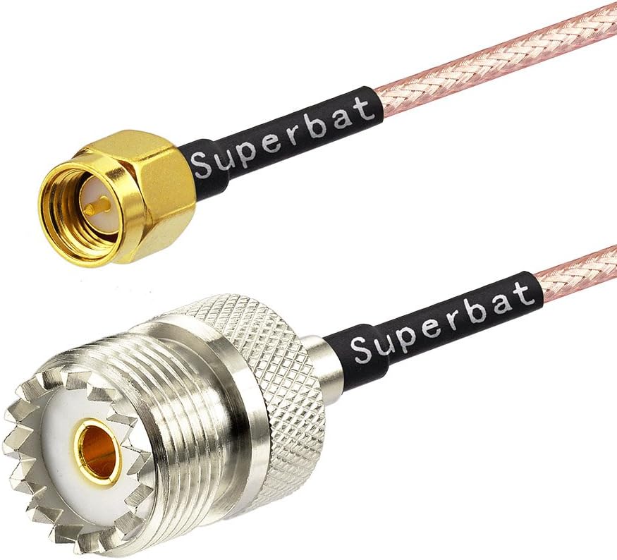 Superbat Coax UHF Female SO-239 to SMA Female Adapter Extension Cable RG316 12" for Baofeng CB Radio Handheld Walkie Talkie 2pcs