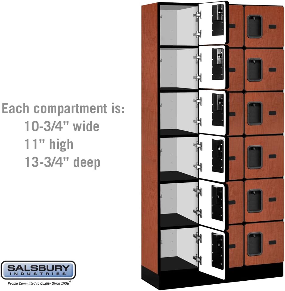Salsbury Industries 36365MAH Six Tier Box Style Designer Wood Locker, 6' 3" x 15", Mahogany