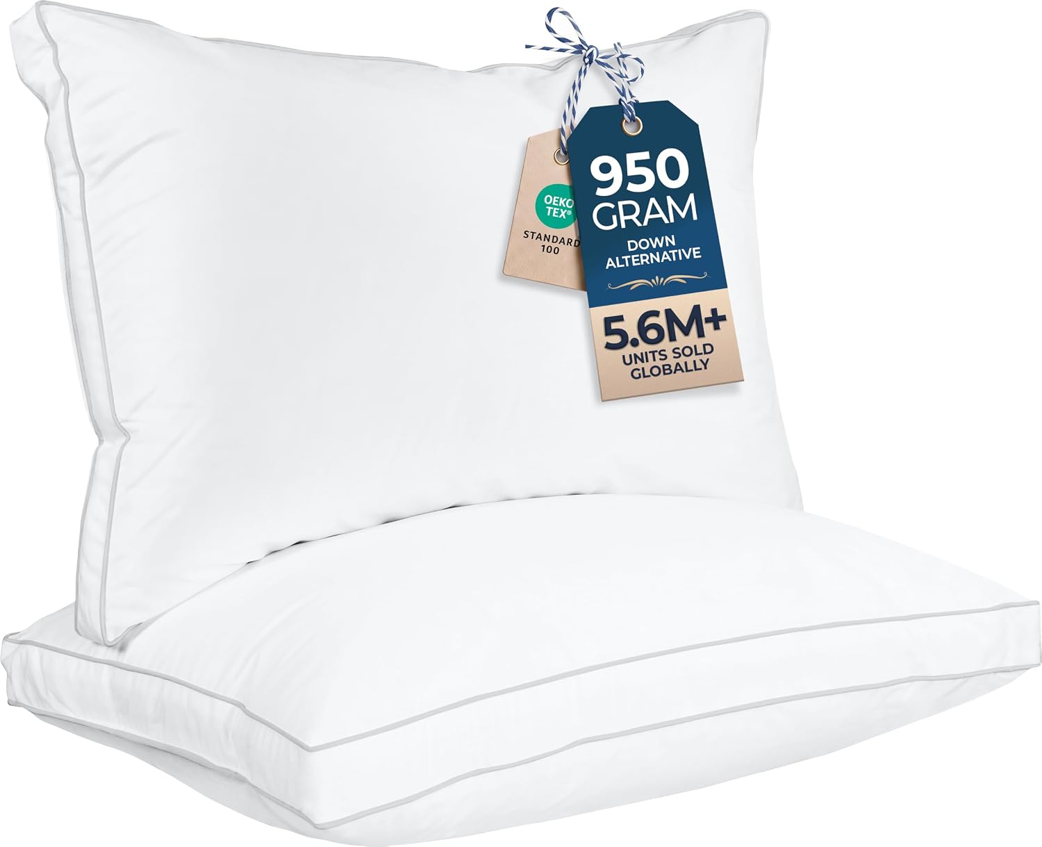 Utopia Bedding Gusset Bed Pillow, Hotel Pillows King Size Set of 2, White