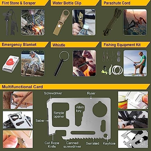 Survival Kit, 200 in 1, Gifts for Men Women Teenagers, Upgraded Survival First Aid Kit