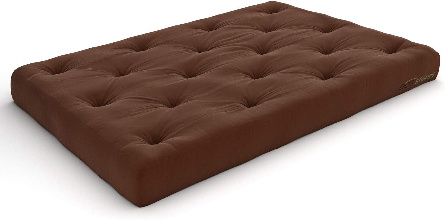 Nirvana Futons Plush, Comfortable 8-Inch Full Futon Mattress, Microfiber Fudge - Made in USA