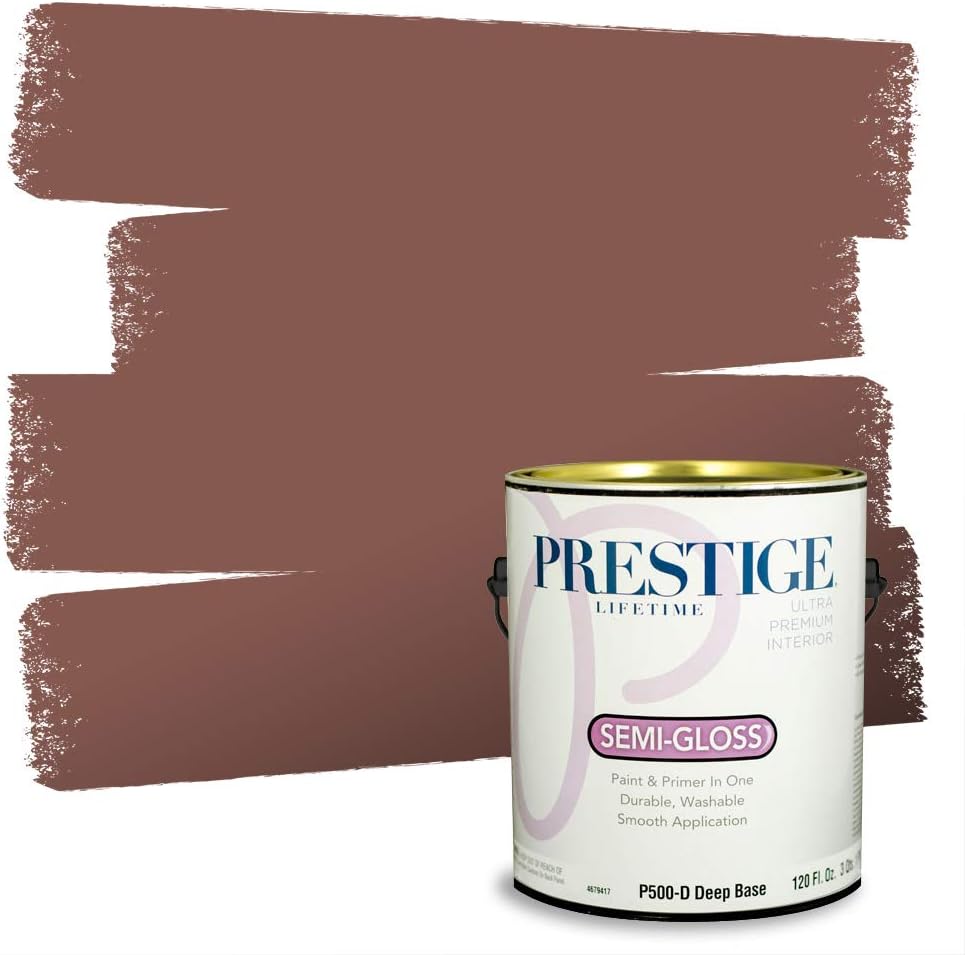 PRESTIGE Paints Exterior Paint and Primer In One, 1-Gallon, Semi-Gloss, Comparable Match of Sherwin Williams* French Roast*