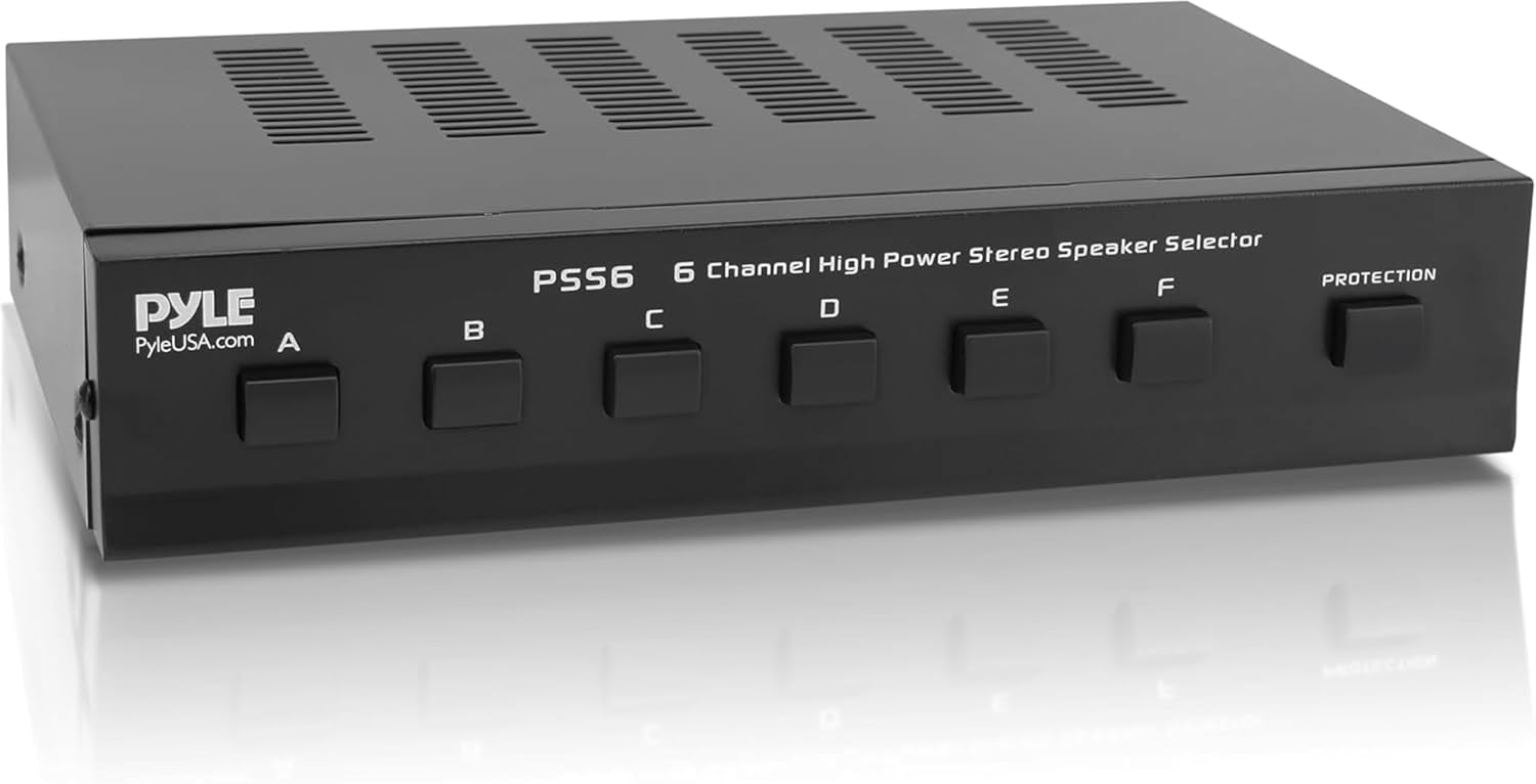 PYLE PSS6 Home 6-Channel High Power Stereo Speaker Selector, Black