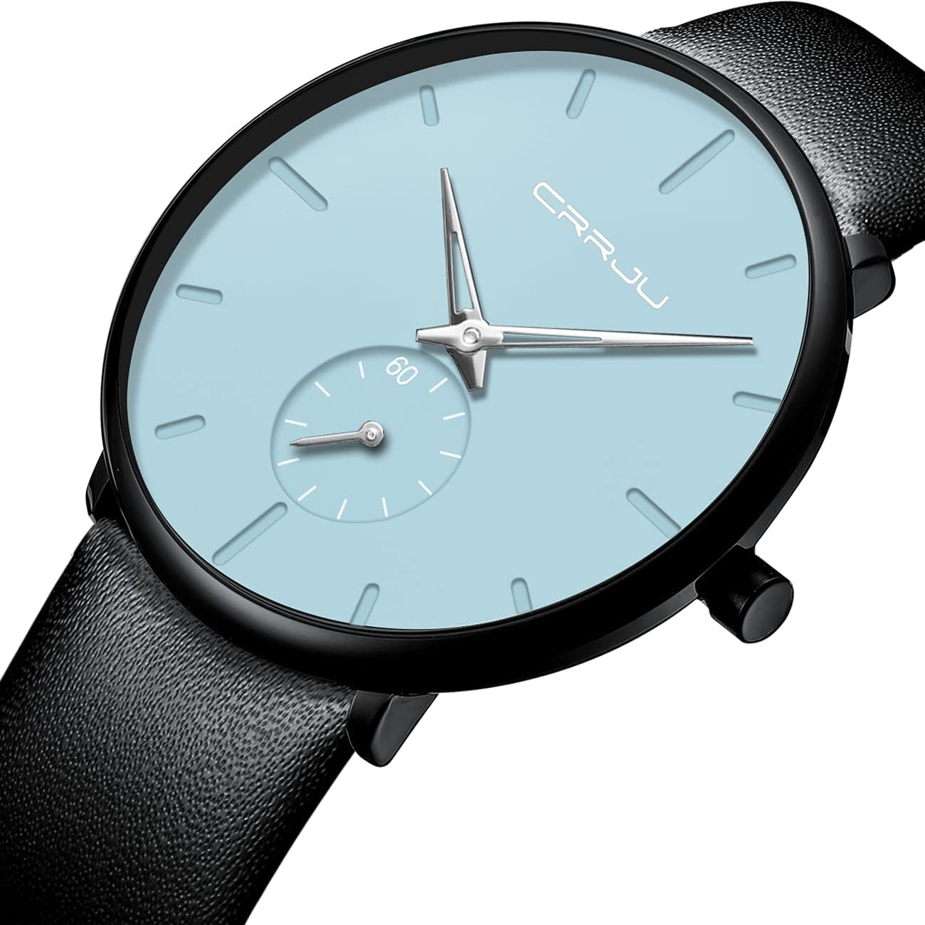 Mens Watches Ultra-Thin Minimalist Waterproof-Fashion Wrist Watch for Men Unisex Dress with Leather Band