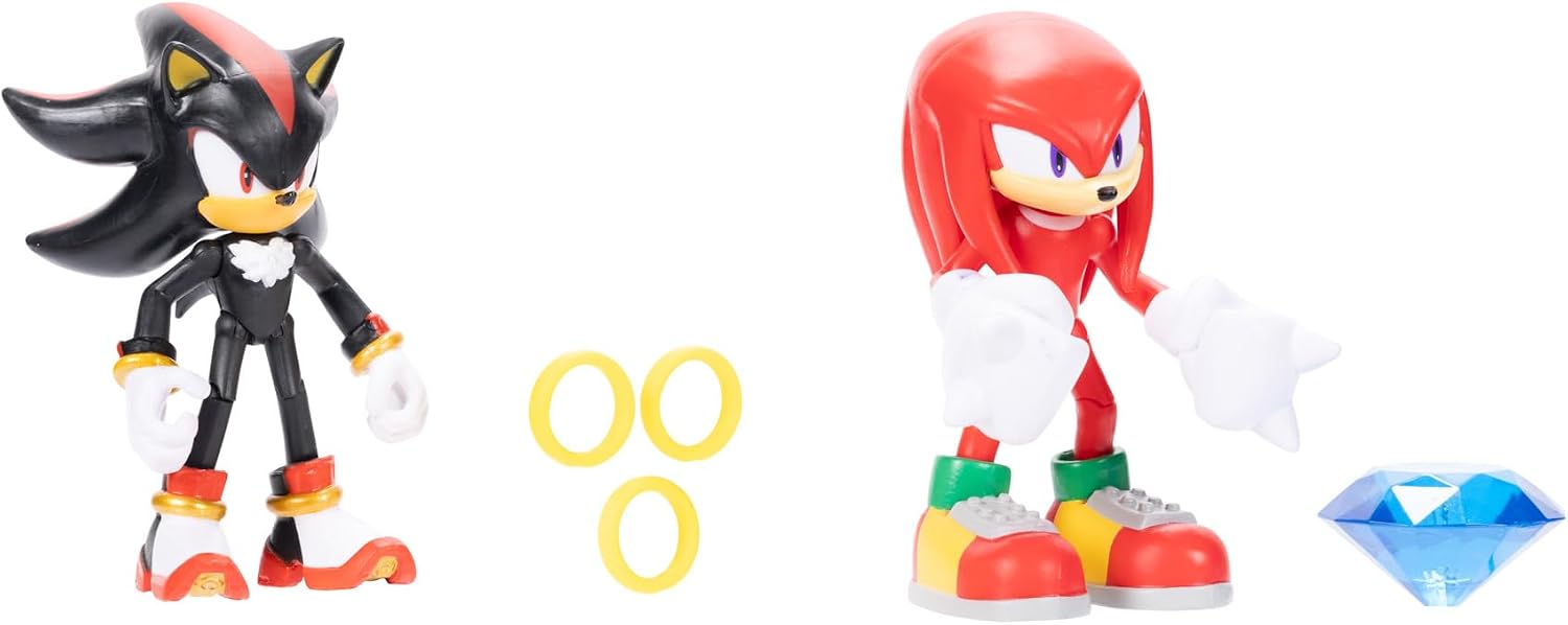 JAKKS Pacific Sonic The Hedgehog 4" Action Figure 2 Pack Knuckles & Shadow