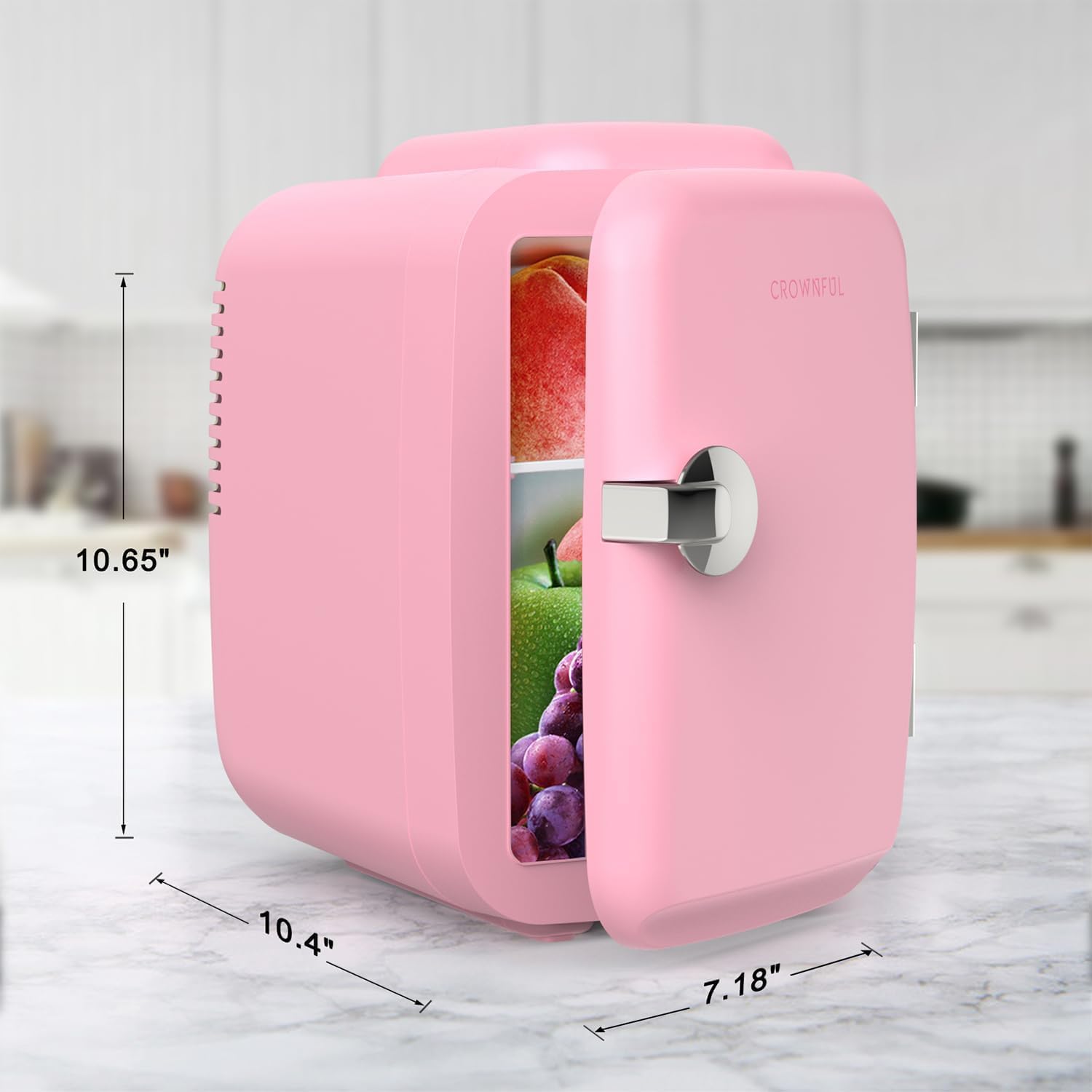 CROWNFUL Mini Fridge, 4 Liter/6 Can Portable Cooler and Warmer Personal Refrigerator for Skin Care, Cosmetics, Beverage, Food, Great for Bedroom