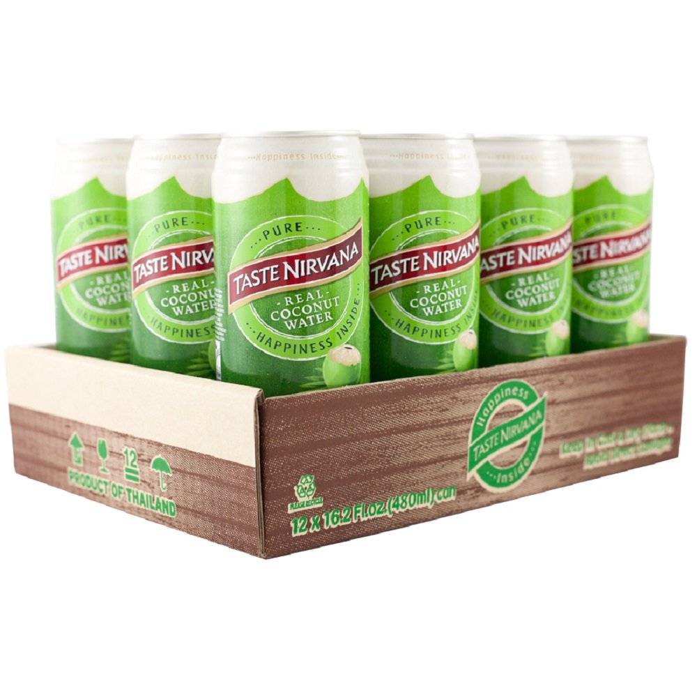 Taste Nirvana Real Premium 16.2 Ounce Cans, Coconut Water, 194.4 Fl Oz, (Pack of 12)