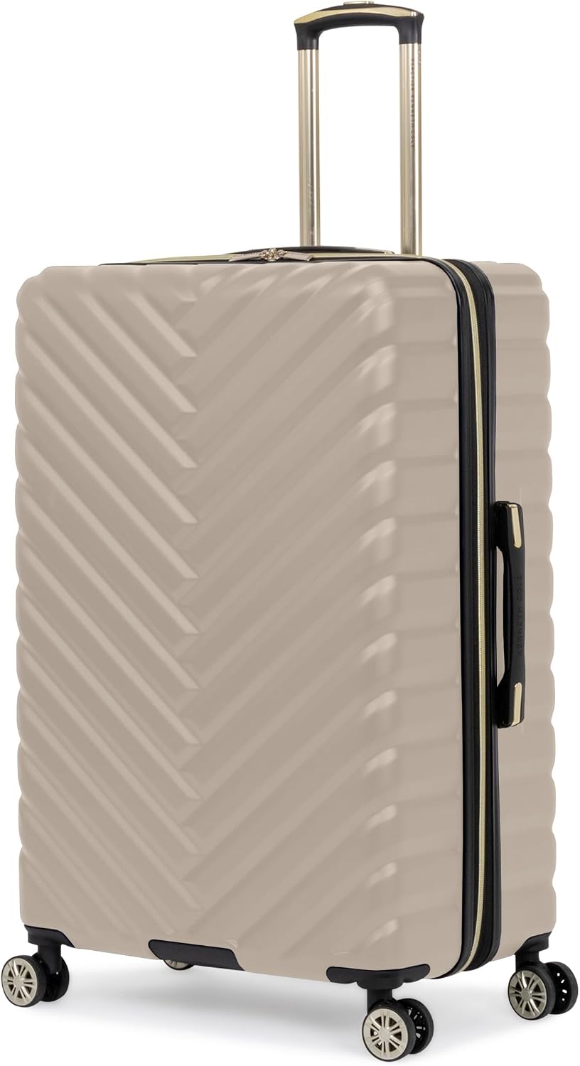 Kenneth Cole REACTION Madison Square Lightweight Hardside Chevron Expandable Spinner Luggage, Black, (28-Inch Checked)