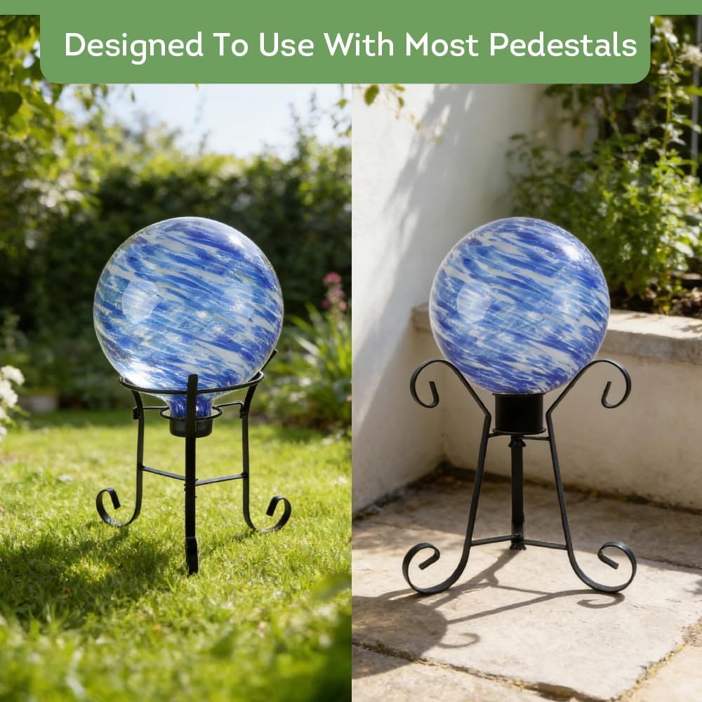 Lily's Home Glass Gazing Ball, A Colorful Addition to Any Garden or Home, Ideal As a Housewarming Gift. 10 Inch (Calming Water)