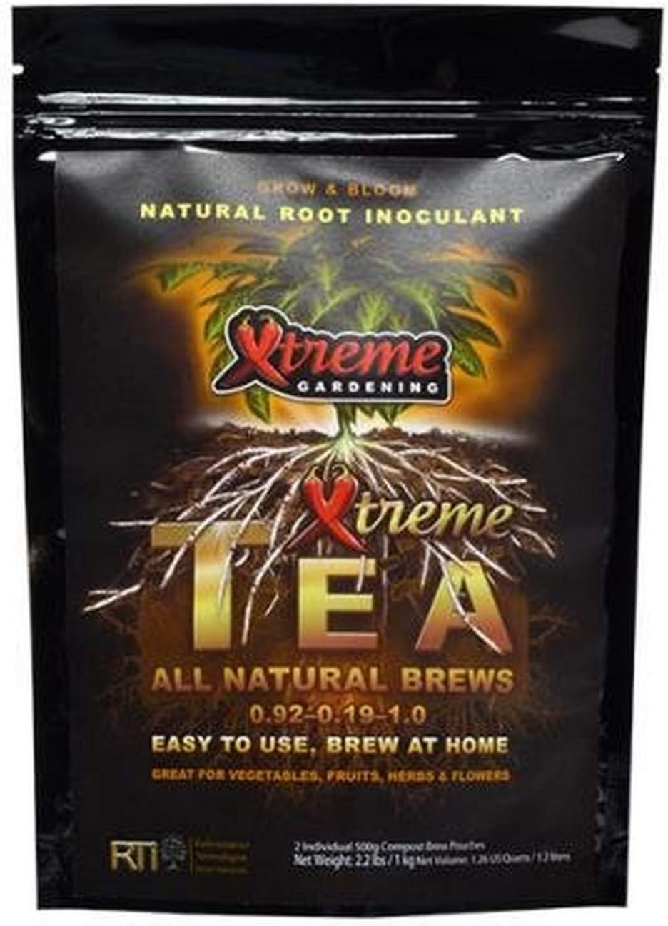 Xtreme Gardening Xtreme Tea Brews – Compost Tea Kit, 2-Pack 80g Pouches, Each Brews 5 Gallons, Bloom Booster & Yield Booster with Worm Castings & Microbe Food Pack, Works with Any Fertilizer Program