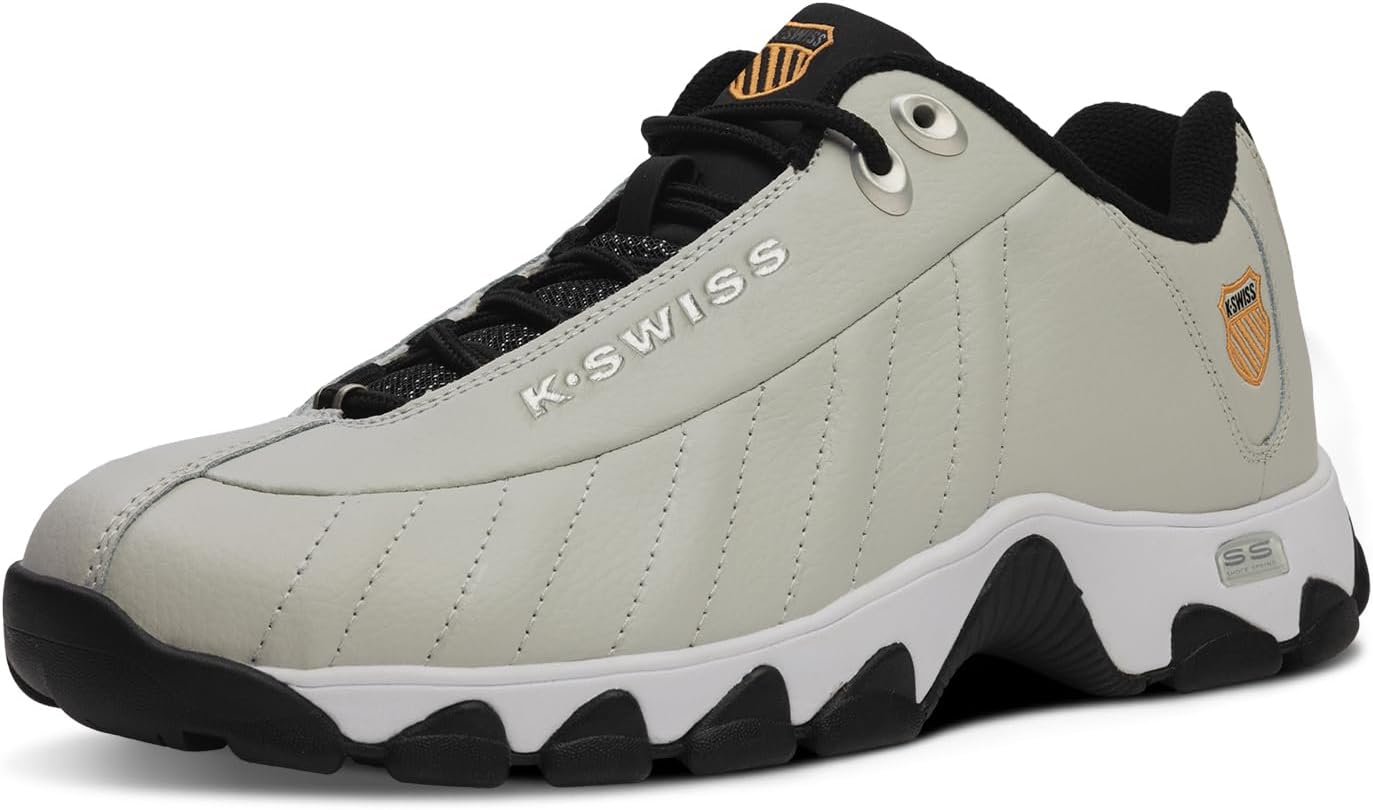 K-Swiss Men's ST329 CMF Sneaker, Wide Tennis Walking Shoes Leather Upper | Court Inspired, Tennis Heritage, Comfort Soft Cushioning, Arch Support, Wide Feet Fit, Chunky Silhouette, Classic Style.