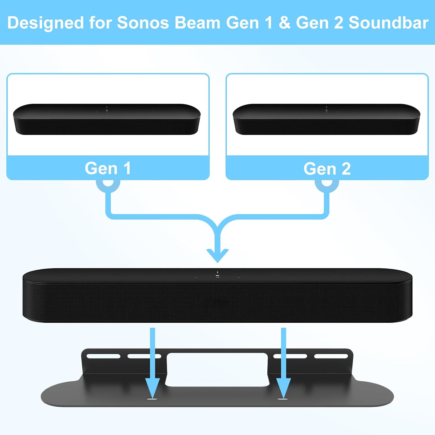 Soundbar Mount for Sonos Beam Wall Mount for Sonos Beam Gen 2 & Gen 1 Smart TV Sound Bar with Hardware kit, Black