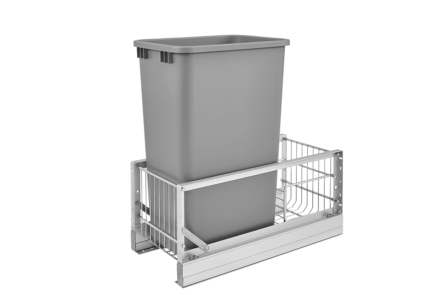 Rev-A-Shelf - 5349-18DM-217 - Double 35 Qt. Pull-Out Brushed Aluminum and Silver Waste Container