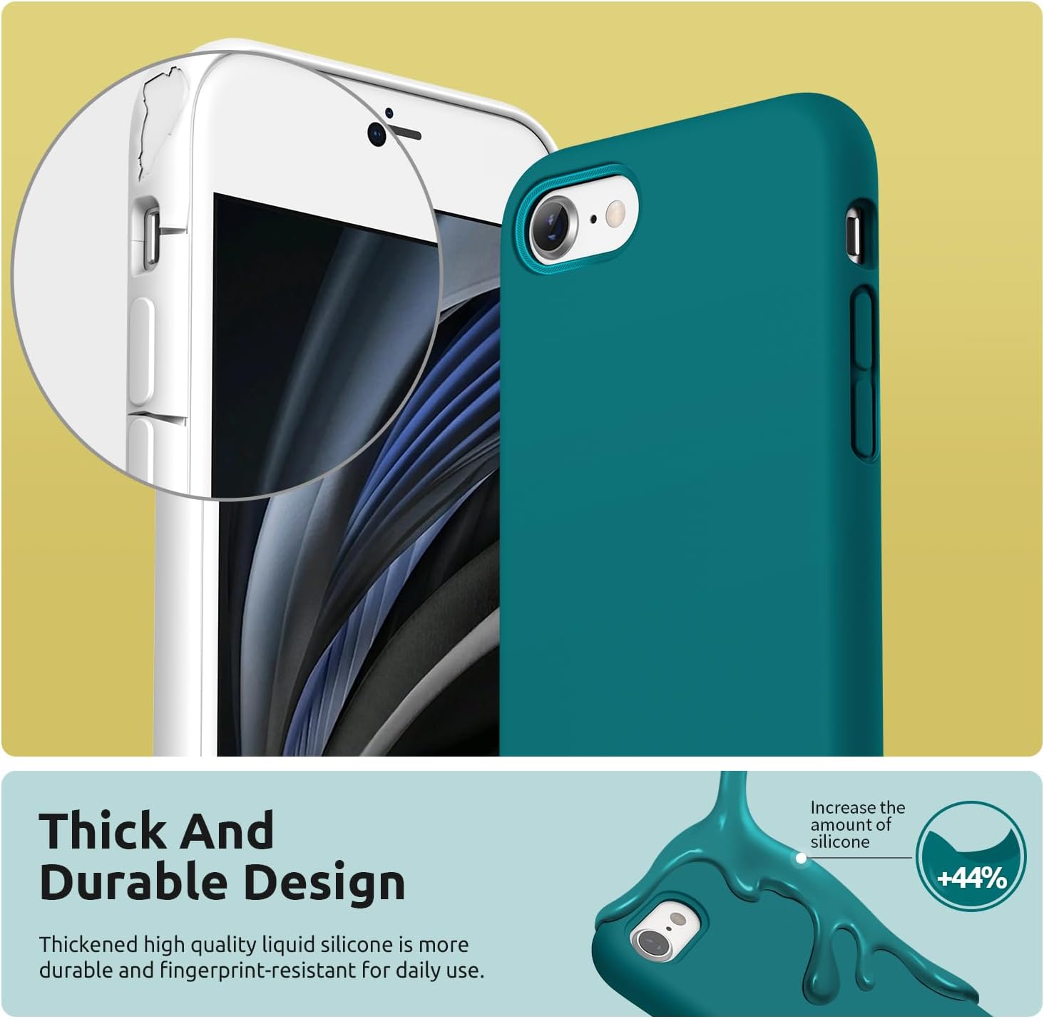 SURPHY Designed for iPhone SE Case, iPhone 8 Case, iPhone 7 Case, Liquid Silicone Phone Case for iPhone se 3rd 2nd SE 2022 SE 2020, Blue