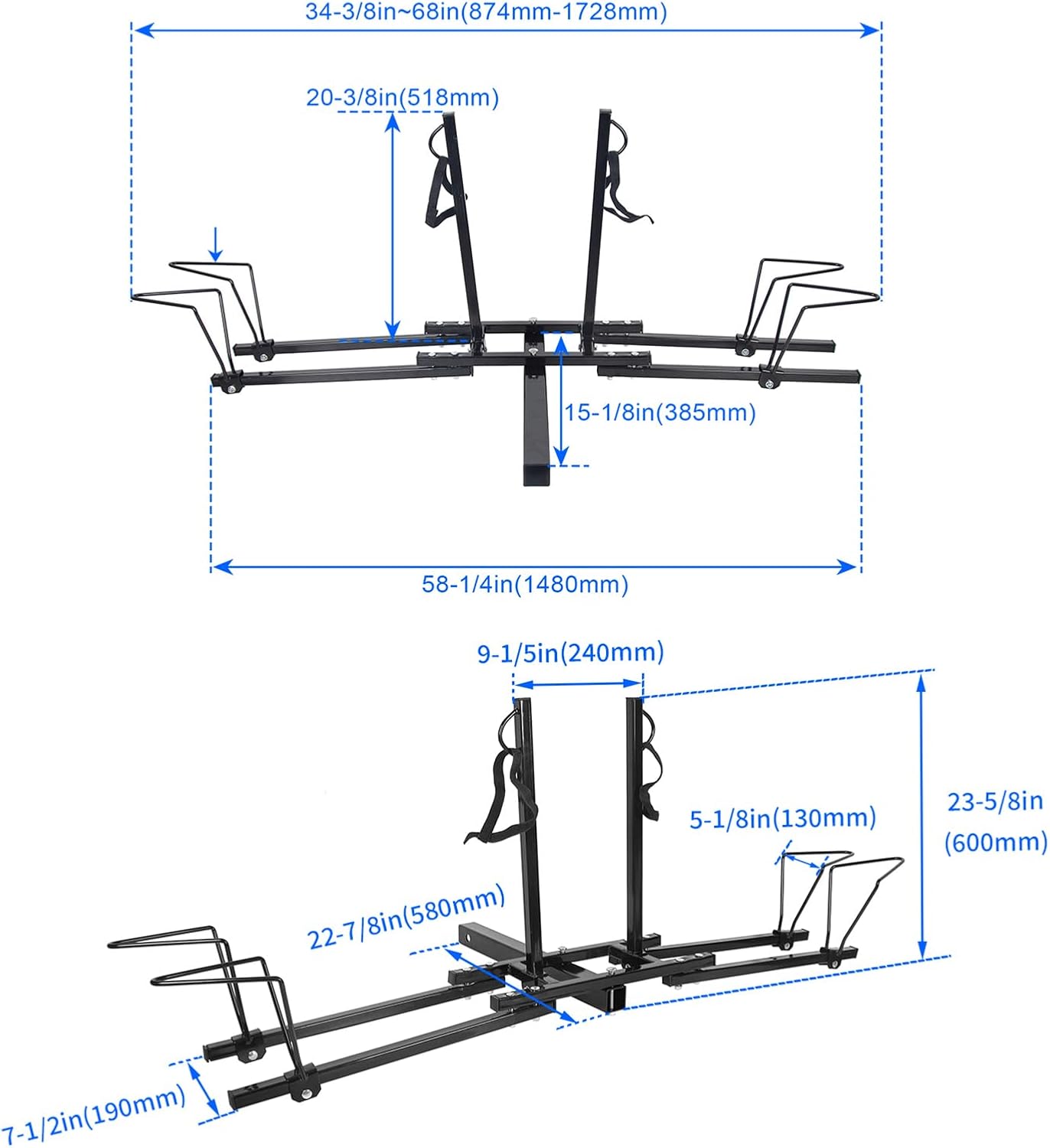 Hitch Mount Bike Rack Carrier Upright 2 Mountain Bike Rack Hitch Carrier 2" Rear for SUV Van Truck Bike Rack