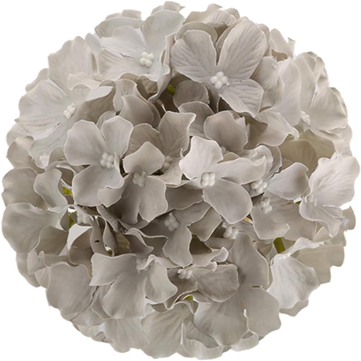 Silk Hydrangea Heads Artificial Flowers Heads with Stems for Home Wedding Decor,Pack of 10 (White)