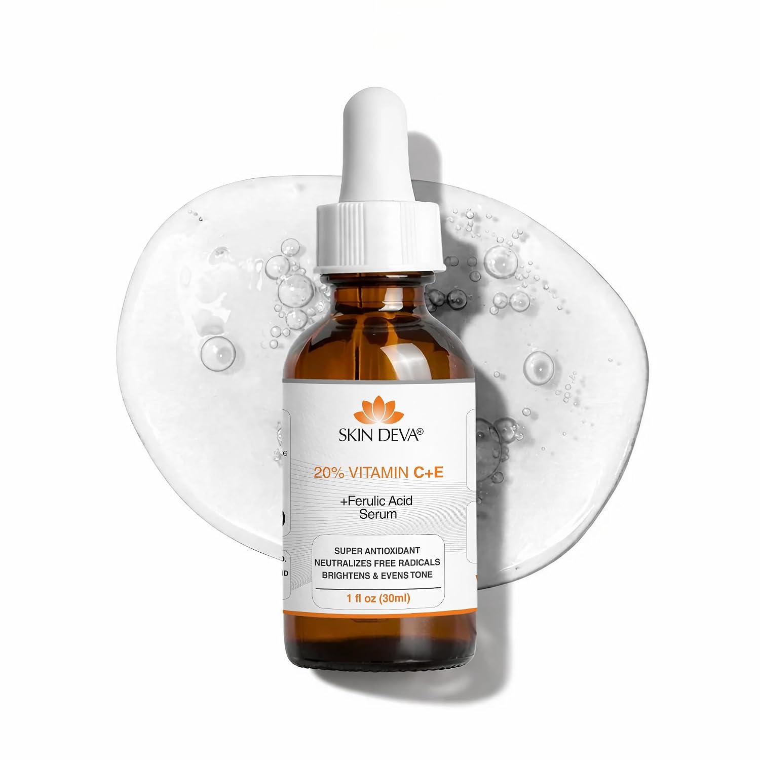 Skin Deva 20% Vitamin C Serum Anti Aging with Hyaluronic Acid & Vitamin E Ferulic Acid - Brightening Formula for Improving Appearance of Dark Spots, Fine Lines & Wrinkles - All Skin Types, 1 fl oz