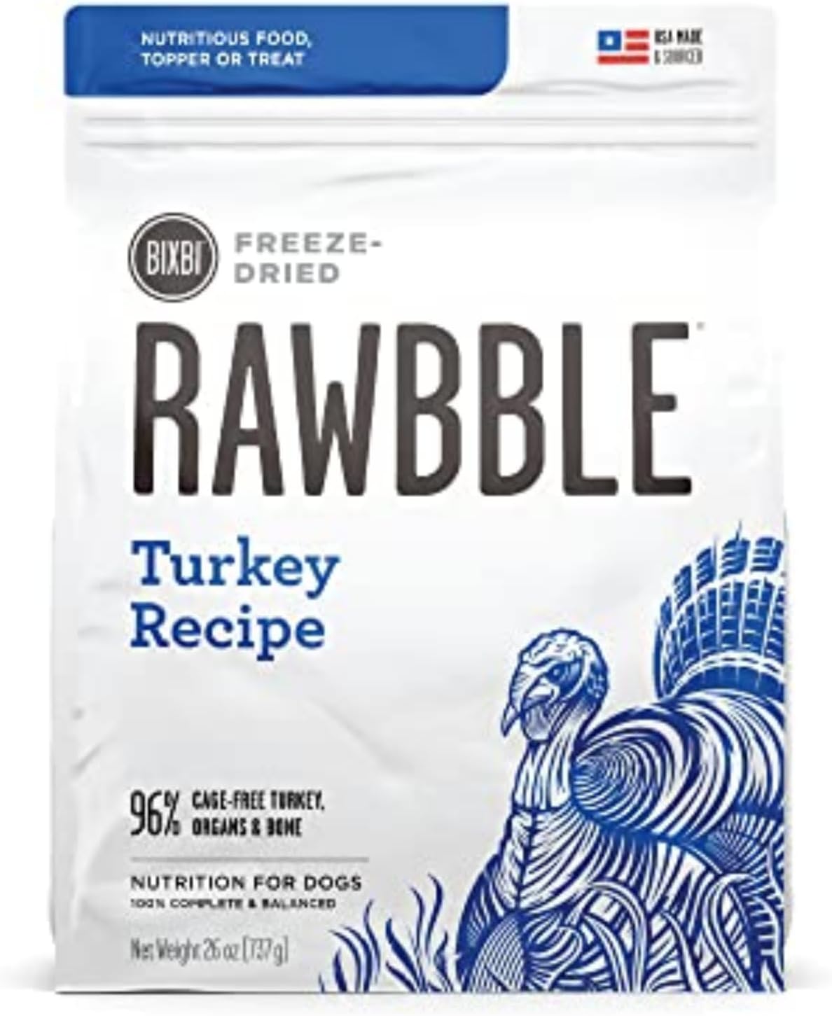 BIXBI Liberty Freeze-Dried Dog Food Topper & Treats, Beef – 98% Meat & Organs, No Refrigeration – USA Made, 26 oz