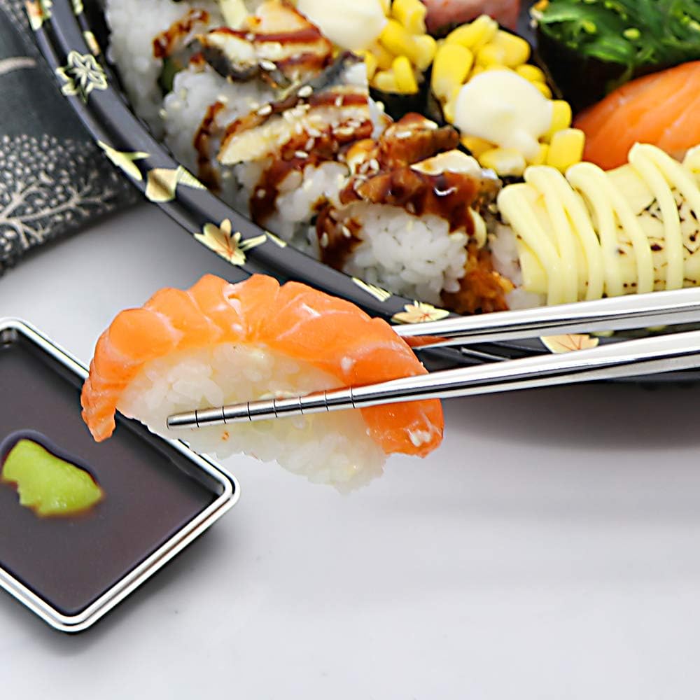 Travel Utensils Set with Case Reusable Portable Cutlery Set Stainless Steel 8pcs Including Dinner Knife Fork Spoon Chopsticks Straws(Rainbow)