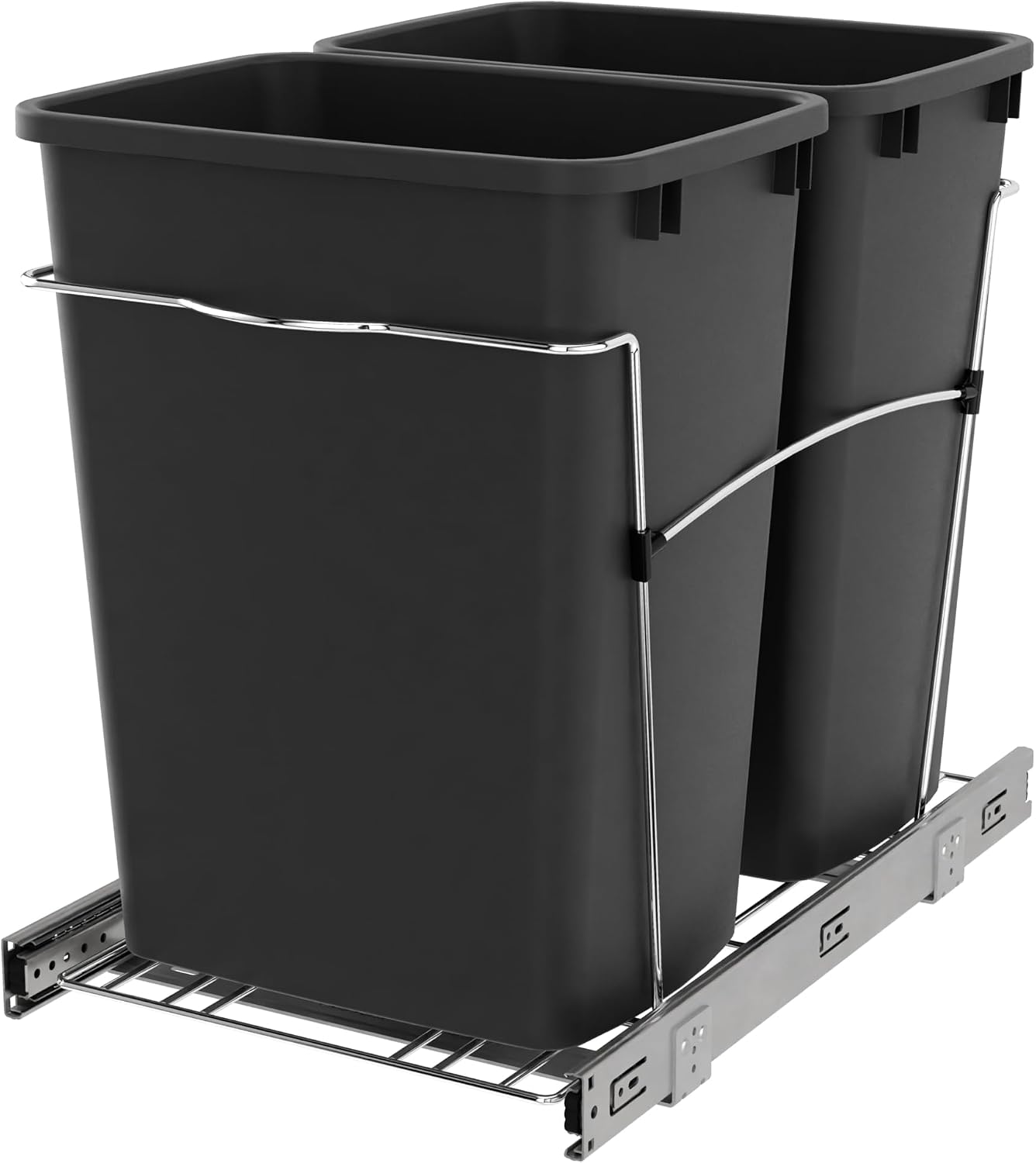 Rev-A-Shelf Double Pullout Garbage Trash Cans for Kitchen Cabinets, 35 Qt