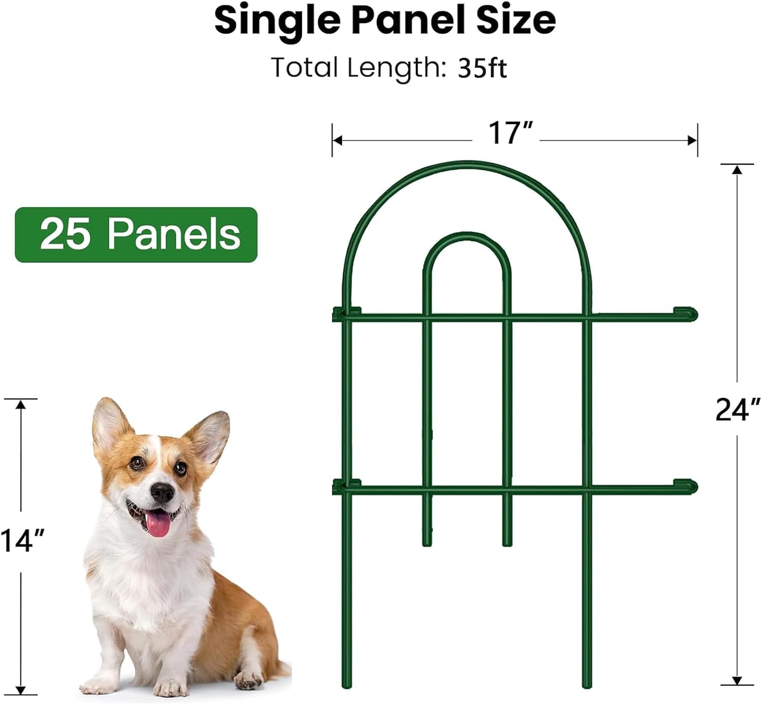AMAGABELI 10 Panels 17in(H)×10ft(L) Decorative Garden Fences and Borders for Dogs No Dig Rustproof Metal Fence Panels Garden Edging Border Animal Barrier Fencing for Flower Beds Yard Patio Decor Black