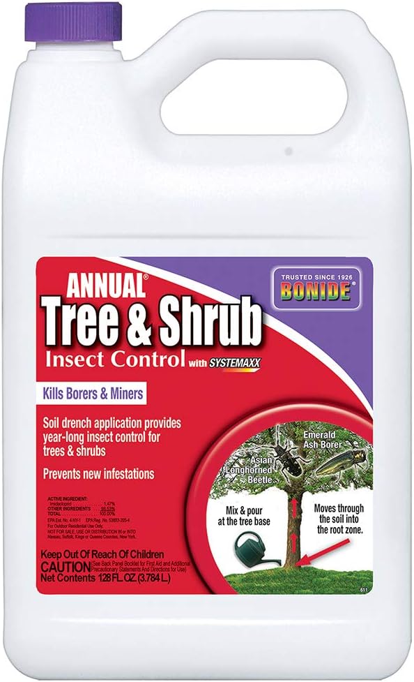 Bonide Annual Tree & Shrub Insect Control with Systemaxx | 32 oz Concentrate, Year Long Protection, Bug Killer