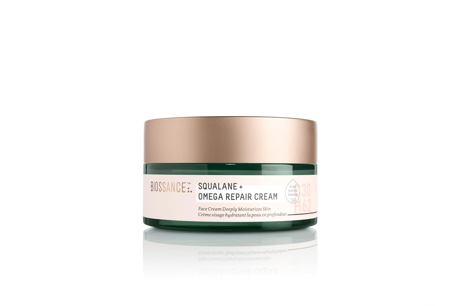 BIOSSANCE Squalane + Omega Repair Cream - Ultra-Moisturizing Face Cream - Skin Care with Hyaluronic Acid, Ceramides, Squalane - Ideal for Dry & Sensitive Skin, Intense Hydration Moisturizer