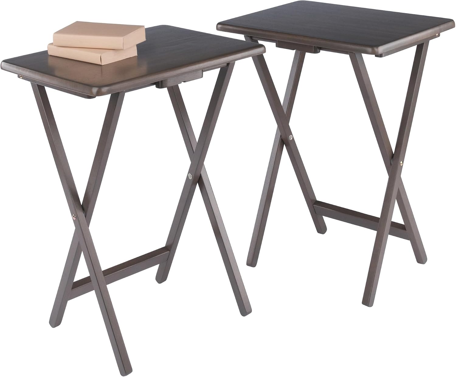 Winsome Alex Set of 2 Foldable Snack Tables, Natural, 26"