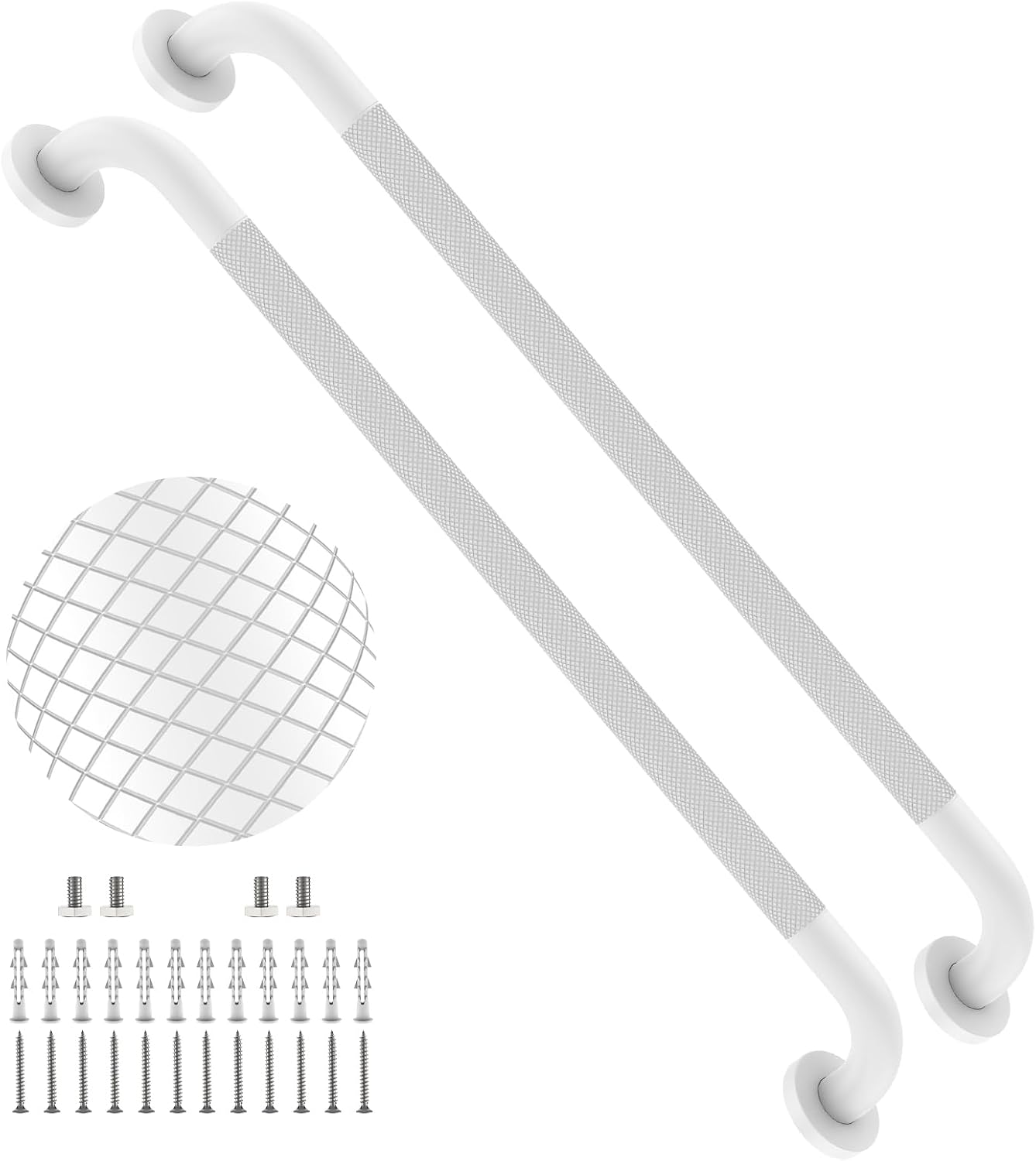 40 Inch Brushed Nickel Shower Grab Bar Anti-Slip Knurled Grip,Safety Handle | YuanDe 1.25" Diameter Stainless Steel Bathroom Grab Bars, Handicap Injury Elderly Senior Assist Support Shower Handle-2Packs