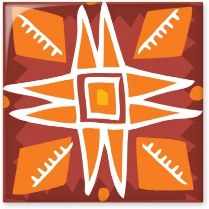 Orange Sun Mexico Totems Ancient Civilization Ceramic Tile Glossy Decal Glazed Brick Adorn Stone