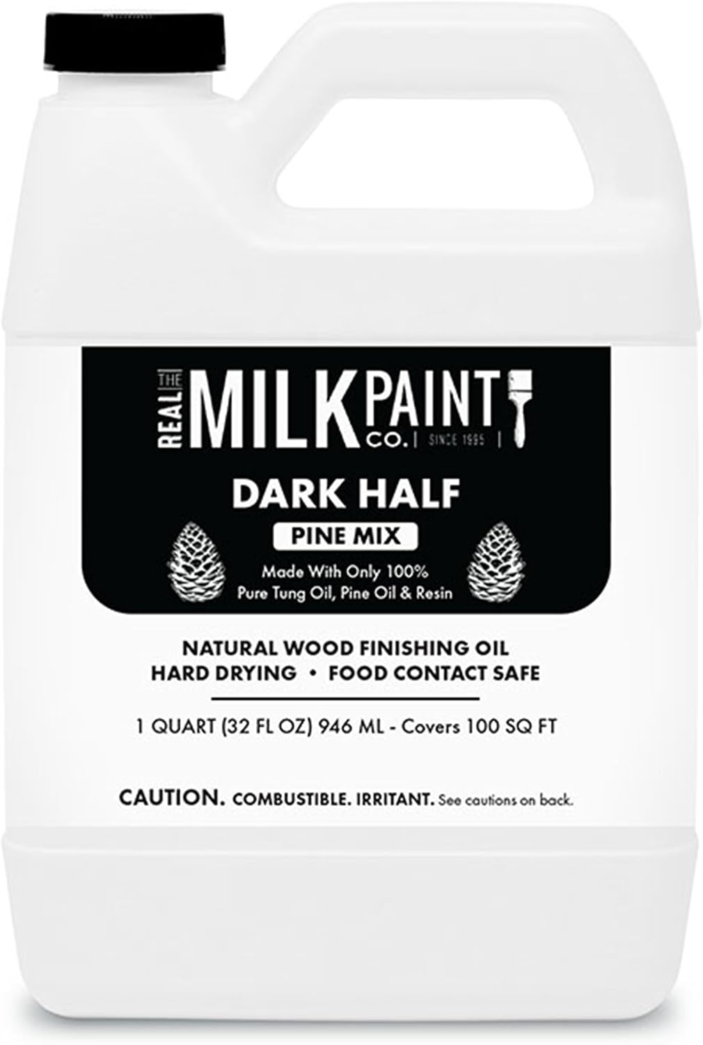 Real Milk Paint Dark Half, Dark Tung Oil and Orange Peel Oil for Wood Finishing, Cutting Boards, Butcher Blocks, Wood Floors, Clay, Stone, and Slate, Food Grade, 1 Gallon