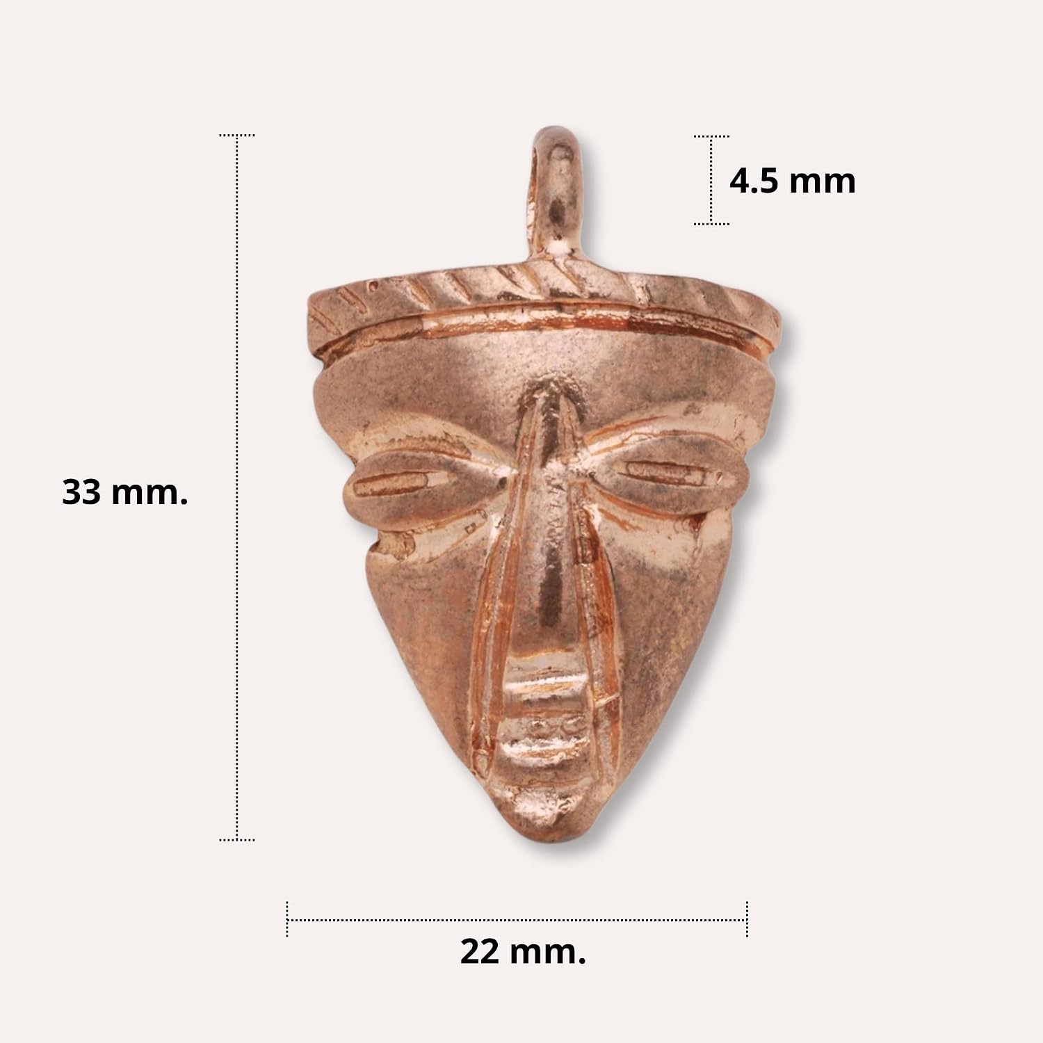 Better Jewelry, Real Pure Copper African Tribal Mask Pendant, Charm